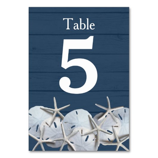 Starfish Sand Dollar Trouwtafel Nummer Kaarten (Achterkant)