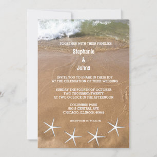 Starfish Sandy Beach Ocean Destination Wedding Kaart