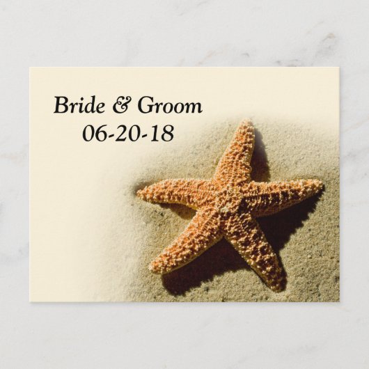 Starfish Save the Date Beach Theme Weddenschap Aankondigingskaart (Voorkant)