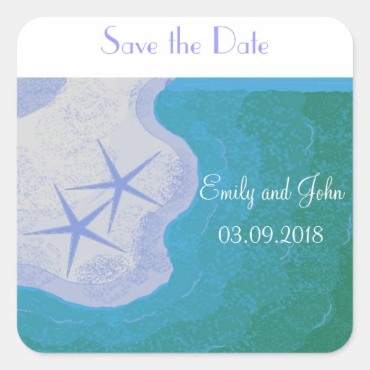 Starfish Save the Date Vierkante Sticker (Voorkant)