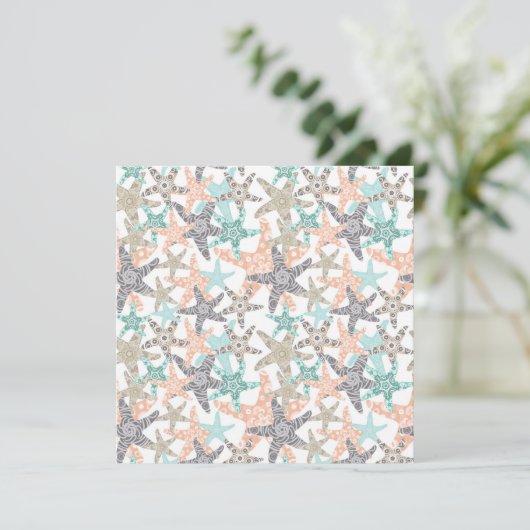 Starfish Seamless Pattern Holiday Kaart (Staand voorkant)