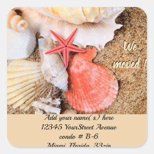 Starfish Seashell Beach retouradres Vierkante Sticker