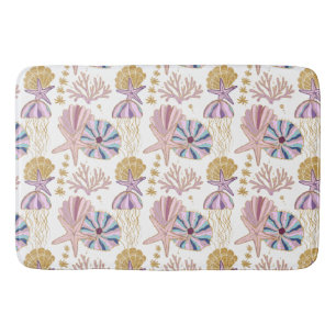 Starfish Seashell Blue Paars Pink Ocean Nautical Badmat