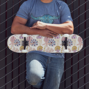 Starfish Seashell Blue Paars Pink Ocean Nautical Skateboard