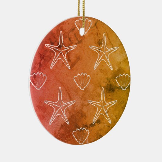  Starfish Seashell Sketch Pattern Keramisch Ornament (Rechts)