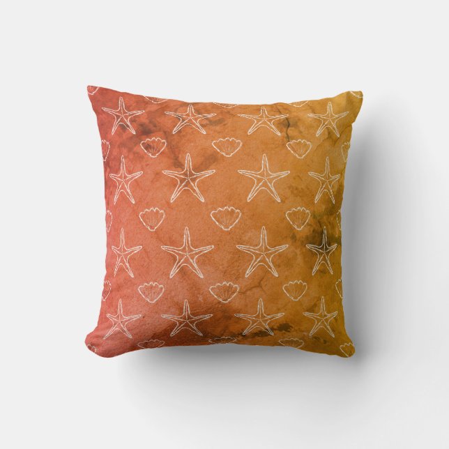  Starfish Seashell Sketch Pattern Kussen (Voorkant)