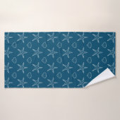Starfish Seashell Sketch Pattern on Ocean Blue Badhanddoek (Badhanddoek)