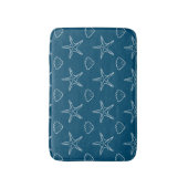 Starfish Seashell Sketch Pattern on Ocean Blue Badmat (Voorkant Verticaal)