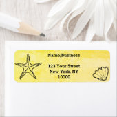 Starfish Seashell-tekeningen op oud papier Etiket (Insitu)