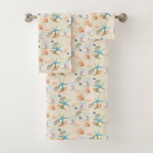 Starfish Seashell Waterverf Pastel Bath Towels Bad Handdoek
