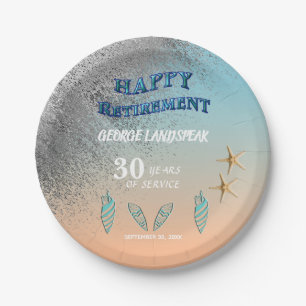 Starfish Seashells Silver Glitter Happy Retirement Papieren Bordje
