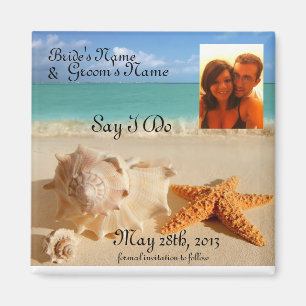 Starfish&Seashells strand redden de datum pic magn Magneet