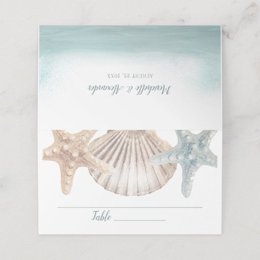 Starfish Seashells Tropical Beach Wedding (Buitenkant ongevouwen)