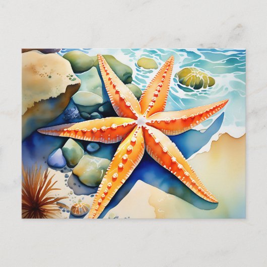 Starfish Serenity Waterverf Briefkaart (Voorkant)