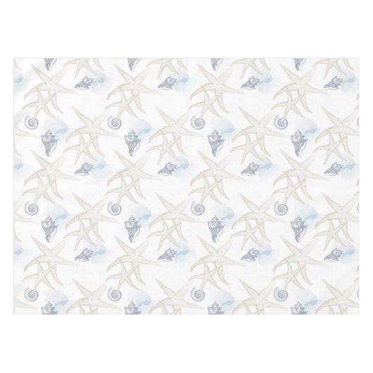 Starfish Shell White Blue Beach Table Cloth Tafelkleed (Voorkant (Horizontaal))