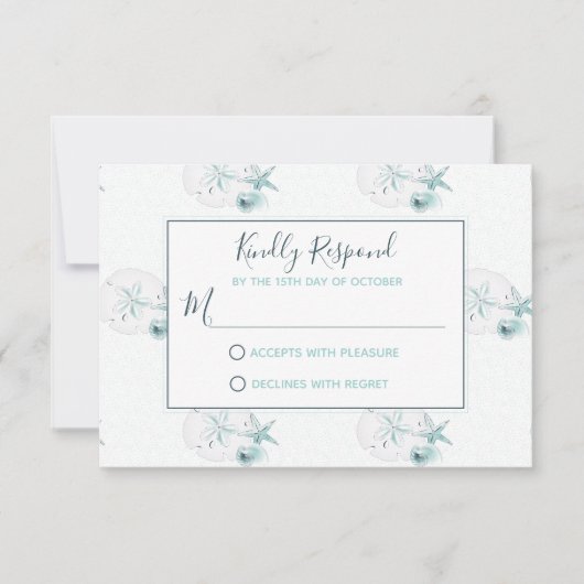 Starfish Shells Moderne Elegant Plage RSVP Mariage (Devant)