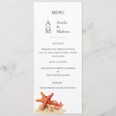 Starfish shells plage mariage nautique Plat Menu (Devant)