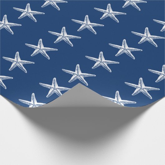 Starfish Sketch Blue en White Cadeaupapier (Hoek)
