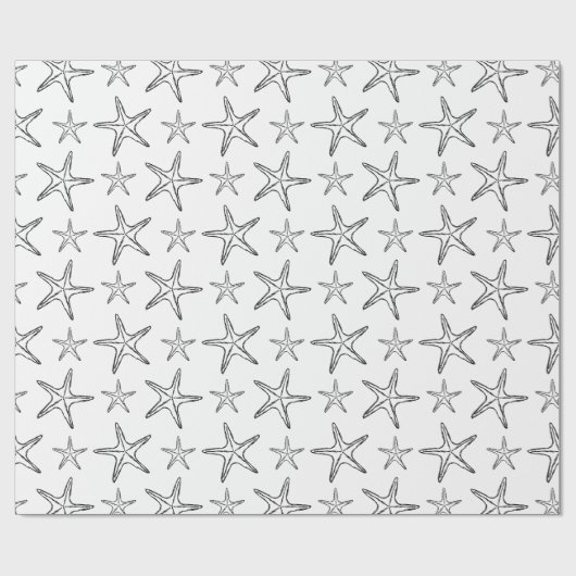 Starfish Sketch Custom Zwart-wit Cadeaupapier (Vlak)
