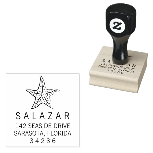 Starfish stijl strand huis retouradres 	rubberstempel (Gestempeld)