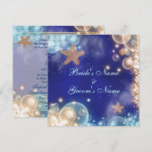Starfish strand blue koraalbruiloft kaart (Voorkant / Achterkant)
