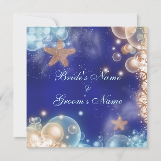 Starfish strand blue koraalbruiloft kaart (Voorkant)