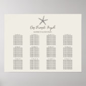 Starfish strand bruiloft 12 tafel zitkaarten poster (Voorkant)
