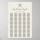 Starfish strand bruiloft 30 tafel zitkaarten poster (Voorkant)