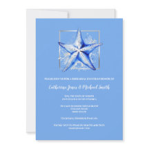Starfish strand bruiloft blauw wit zilver diner