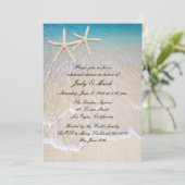 Starfish strand bruiloft repetitie diner uitnodigi kaart (Staand voorkant)