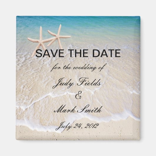 Starfish strand bruiloft Save the date magneet (Voorkant)