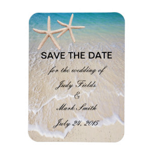 Starfish strand bruiloft Save the date magneet