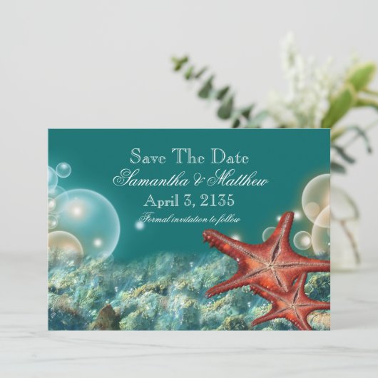Starfish strand bruiloft "SAVE THE DATE" Save The Date (Staand voorkant)