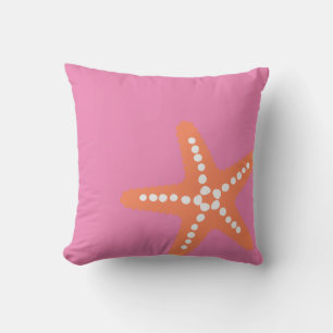 Starfish strand oceaan preppy roze Sinaasappel ple Kussen