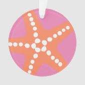 Starfish strand oceaan preppy roze Sinaasappel ple Ornament (voorkant)