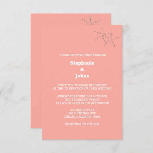 Starfish strand zalm Sinaasappel aangepaste kleur  Kaart (Voorkant / Achterkant)