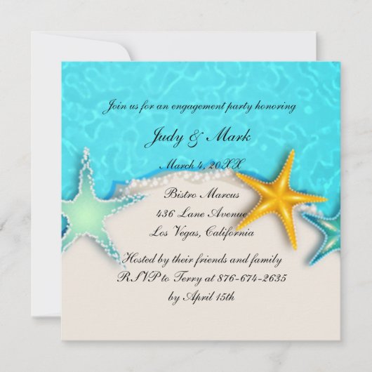 Starfish Summer Beach Engagement Party Invitation (Devant)