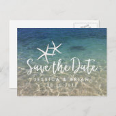 Starfish Summer Beach Weddenschap Save the Date Aankondigingskaart (Voorkant / Achterkant)