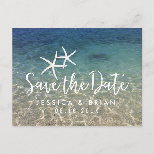 Starfish Summer Beach Weddenschap Save the Date Aankondigingskaart (Voorkant)