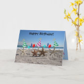 Starfish sur la carte d'anniversaire de la plage (Fleur jaune)