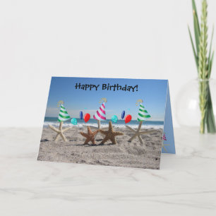 Starfish sur la carte d'anniversaire de la plage