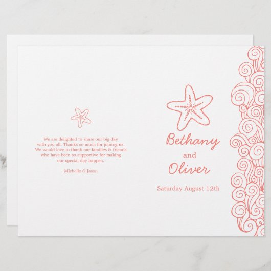 Starfish & tournois corail blanc programmes de mar (Devant / Derrière)