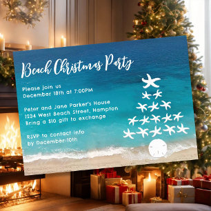 Starfish Tree Beach Christmas Party Invitation