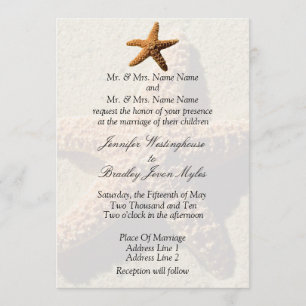 Starfish Tropical Mariage Beach Wedding Invitation