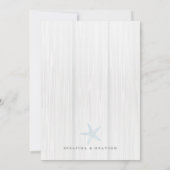 Starfish Tropical Rustic Beach Blue Wedding Invit Kaart (Achterkant)