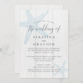 Starfish Tropical Rustic Beach Blue Wedding Invit Kaart (Voorkant / Achterkant)