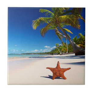 Starfish Tropical Sandy Beach Palm Tree Island Tegeltje