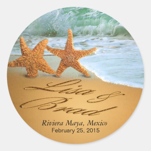 Starfish VRAAGT ME OM NAMEN TE TEKENEN IN ZAND B4  Ronde Sticker (Voorkant)