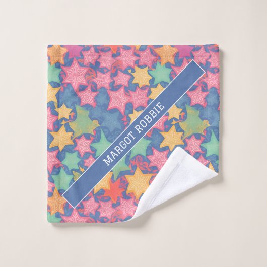 Starfish Waterverf Kleurrijk Gepersonaliseerd Patr Bad Handdoek (Wasdoekje)