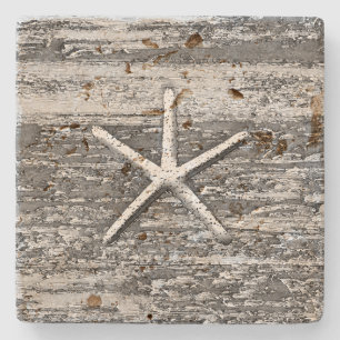 Starfish Weathered Driftwood Rustic Nautical Stenen Onderzetter